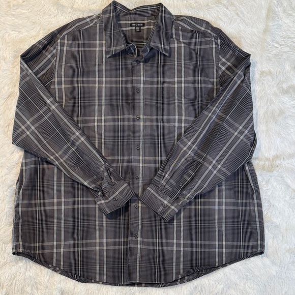George Men's Charcoal Checkered Shirt, size 3XL, 100% cotton - Picture 1 of 9